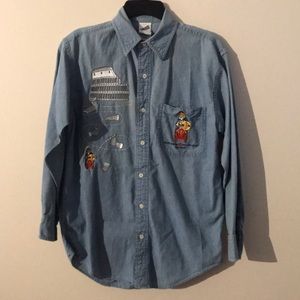Warner brothers embroidered denim shirt